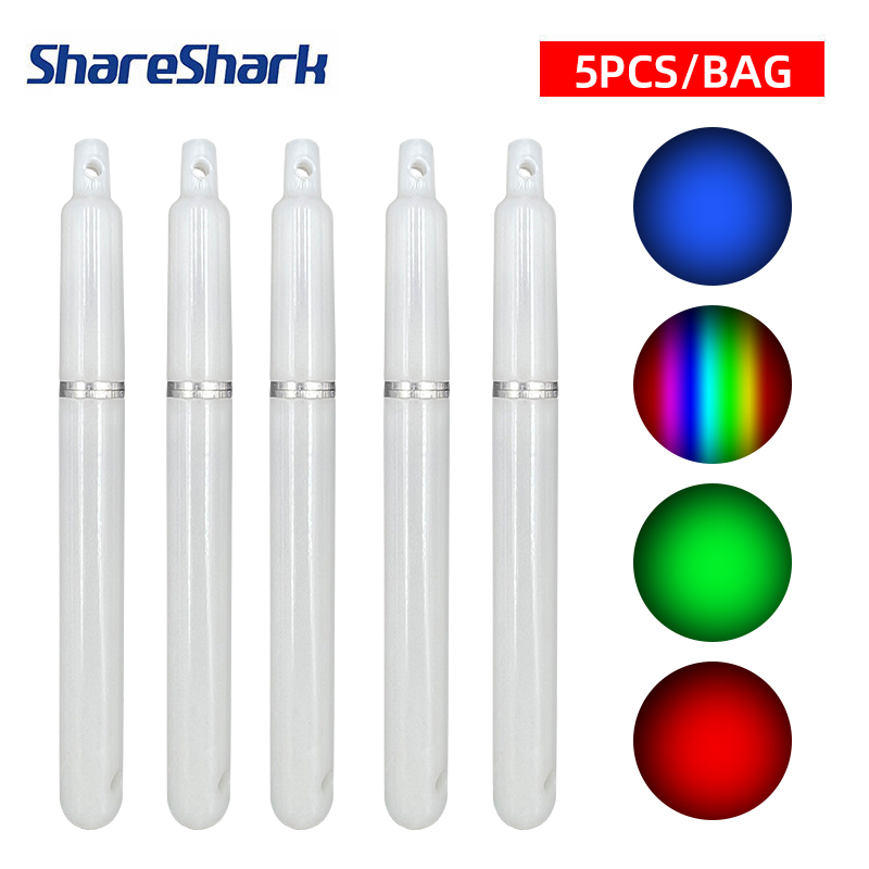 Fishing Boat Navigation Light - ShareShark 5個/袋 光るスティックライト 夜釣り竿先端 電気LEDグローフロートランプ 水中釣りライト